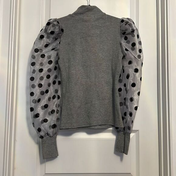 Turtleneck polka dot organza sleeve top EUC size small - Picture 4 of 4